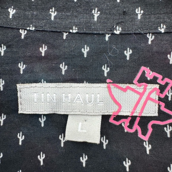 Tin Haul Women’s Large Pink Blue Black Plaid Button Up Shirt Accent Print - Picture 7 of 7